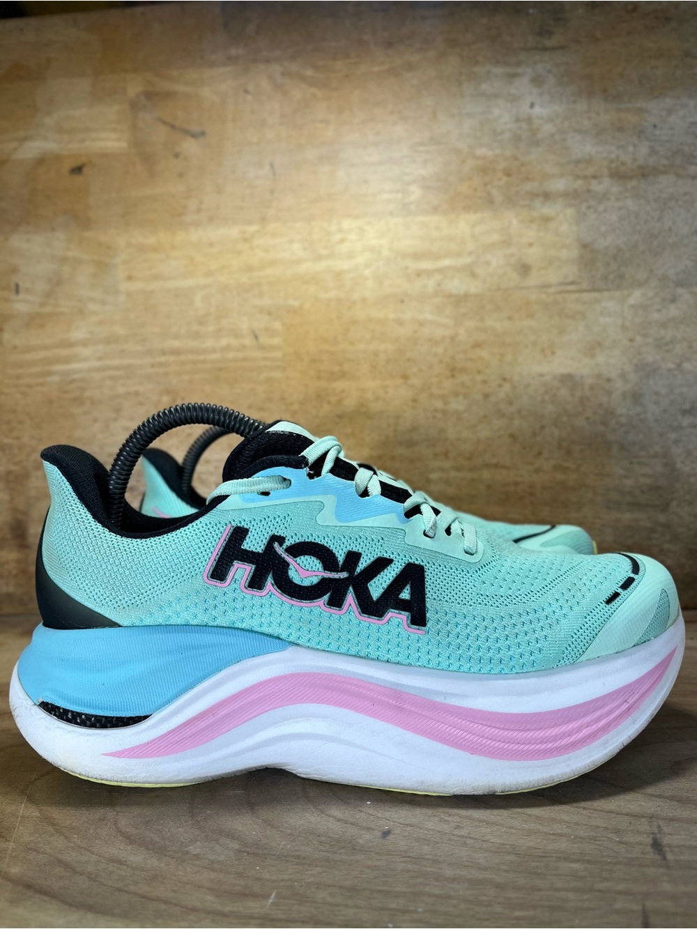 Hoka One One Skyward X Womens Size 8 Running Shoes Sneakers Mint/Blue Spark